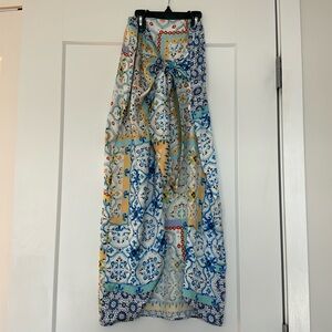 Zara printed skirt with tie front and zip